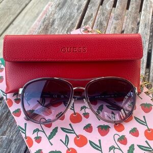 Guess Red Aviator Sunglasses with Case